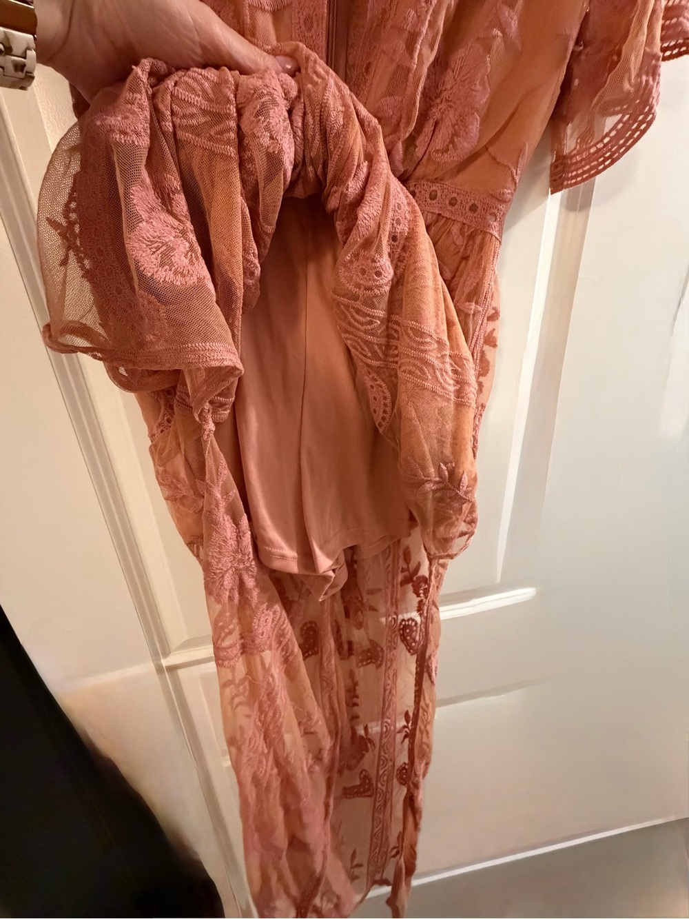 Women’s Honey Punch Boho embroidered romper maxi floral lace dress size M NWT - Picture 4 of 5